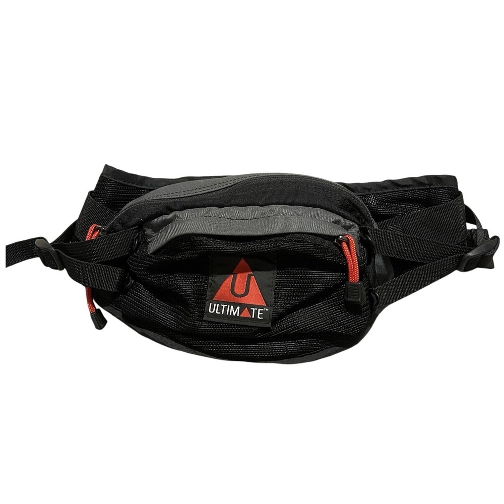 Vintage Ultimate Fanny Pack Hiking Sport Outdoor Black Grey Padded 2‎ Pocket